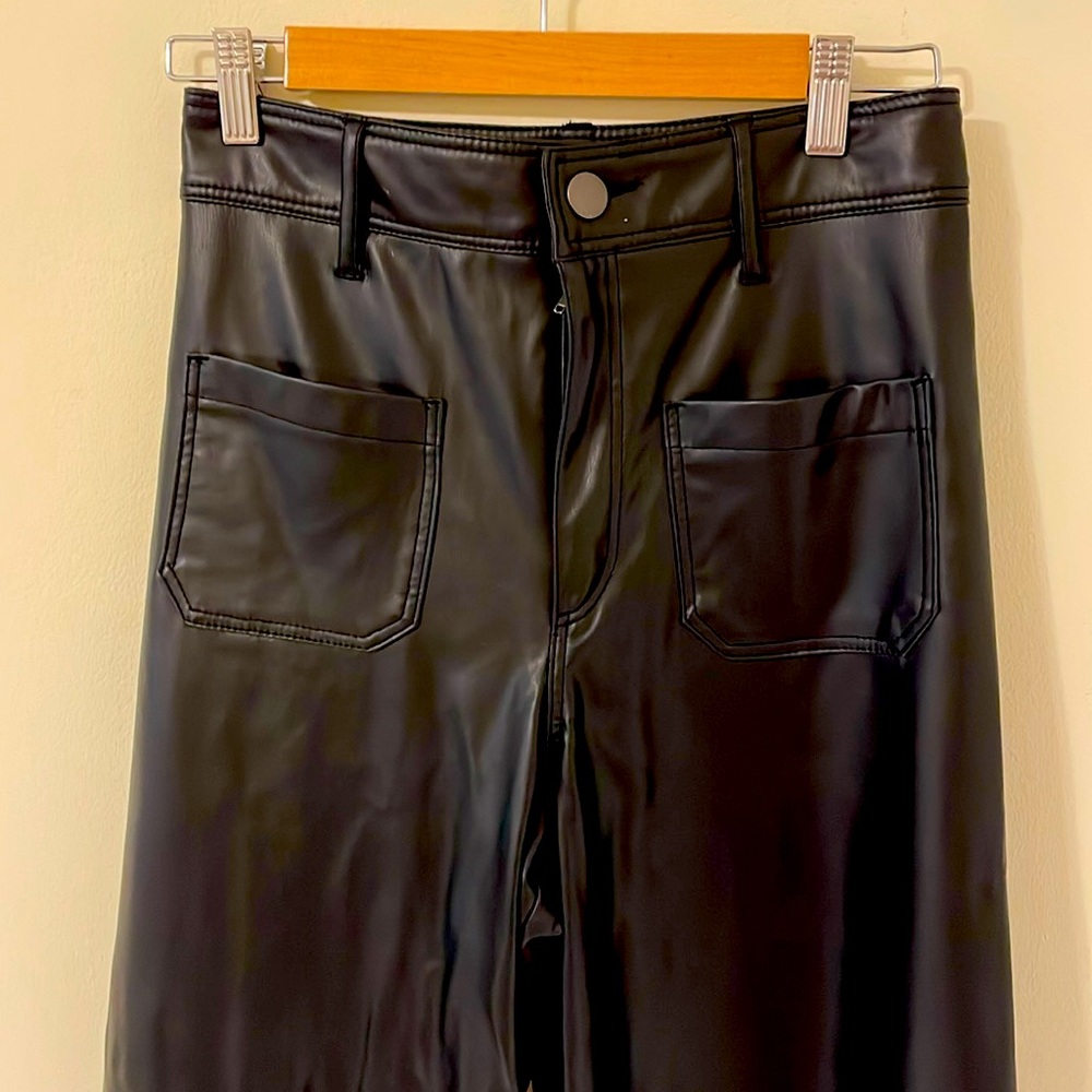 Zara wide leg faux leather pants.